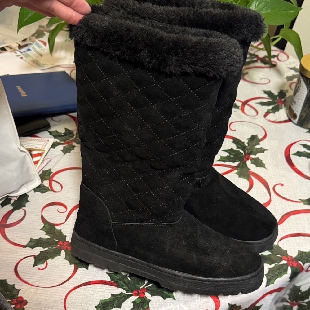 Style & Co. Black Quilted Winter Boots